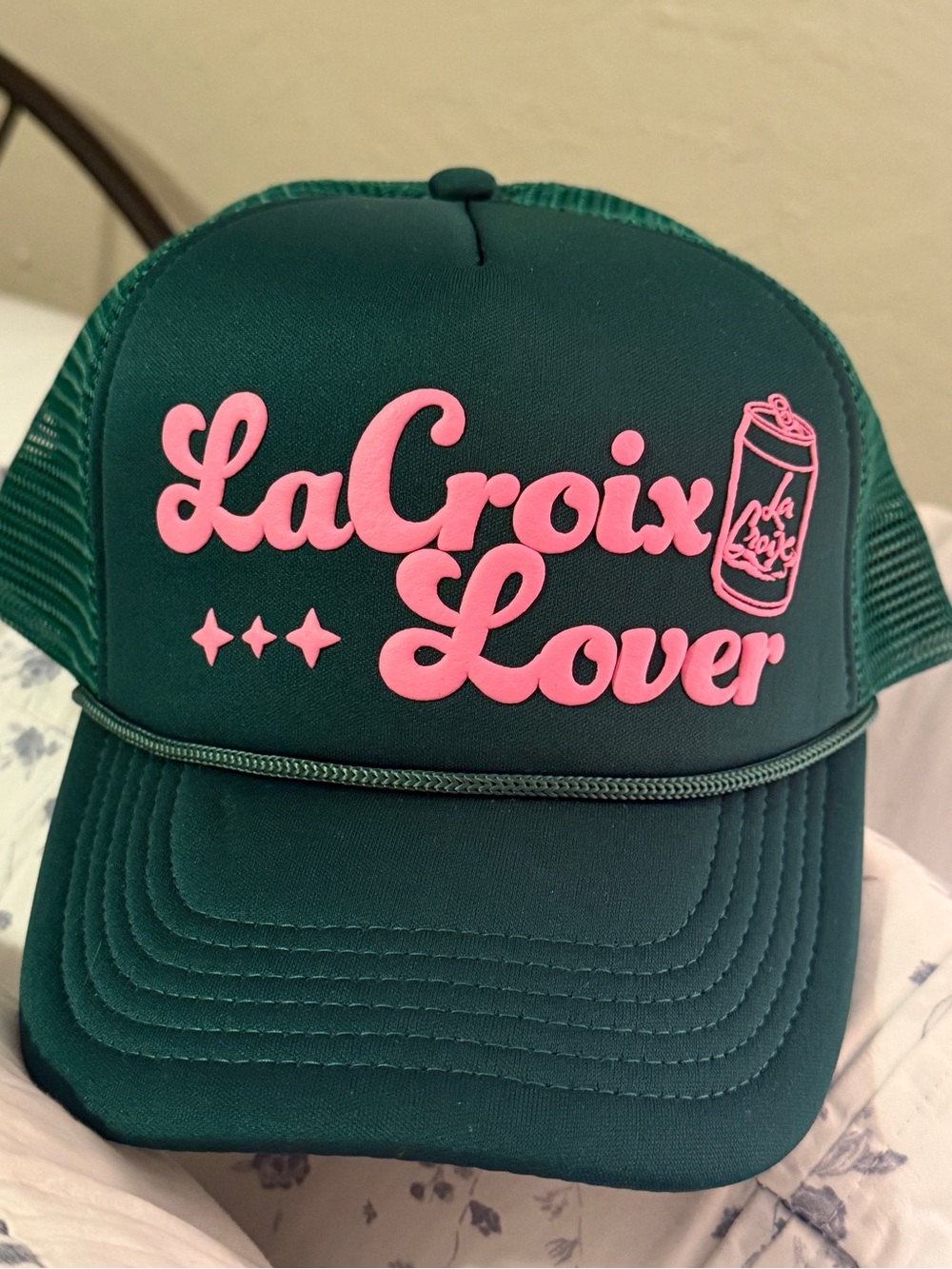 LaCroix Lover Pink on Green Trucker Hat